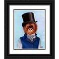 thumbnail image 1 of Fab Funky 15x18 Black Ornate Wood Framed with Double Matting Museum Art Print Titled - Orangutan in Top Hat, 1 of 4