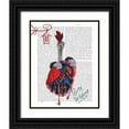 thumbnail image 1 of Fab Funky 15x18 Black Ornate Wood Framed with Double Matting Museum Art Print Titled - Ostrich, Can Can in Red and Blue, 1 of 4