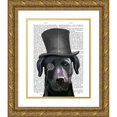 thumbnail image 1 of Fab Funky 15x18 Gold Ornate Wood Framed with Double Matting Museum Art Print Titled - Black Labrador, Formal Hound and Hat, 1 of 4