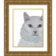 thumbnail image 1 of Fab Funky 15x18 Gold Ornate Wood Framed with Double Matting Museum Art Print Titled - Cat, White Portrait on White, 1 of 4