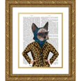 thumbnail image 1 of Fab Funky 15x18 Gold Ornate Wood Framed with Double Matting Museum Art Print Titled - Cat with Leopard Jacket, 1 of 4