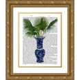 thumbnail image 1 of Fab Funky 15x18 Gold Ornate Wood Framed with Double Matting Museum Art Print Titled - Chinoiserie Vase 8, With Plant Book Print, 1 of 4