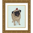 thumbnail image 1 of Fab Funky 15x18 Gold Ornate Wood Framed with Double Matting Museum Art Print Titled - Christmas Pug and Robin, 1 of 4