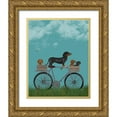 thumbnail image 1 of Fab Funky 15x18 Gold Ornate Wood Framed with Double Matting Museum Art Print Titled - Dachshunds on Bicycle, 1 of 4