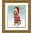 thumbnail image 1 of Fab Funky 15x18 Gold Ornate Wood Framed with Double Matting Museum Art Print Titled - Golden Retriever in Christmas Sweater, 1 of 4