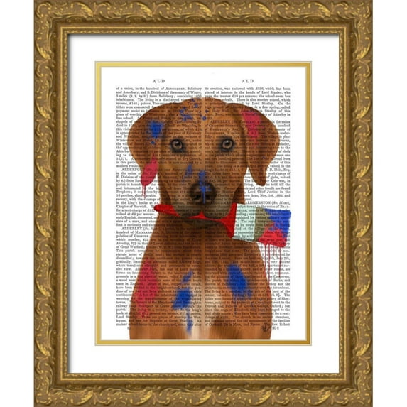 Fab Funky 15x18 Gold Ornate Wood Framed with Double Matting Museum Art Print Titled - Rhodesian Ridgeback Painter