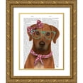 thumbnail image 1 of Fab Funky 15x18 Gold Ornate Wood Framed with Double Matting Museum Art Print Titled - Rhodesian Ridgeback with Glasses and Scarf, 1 of 4