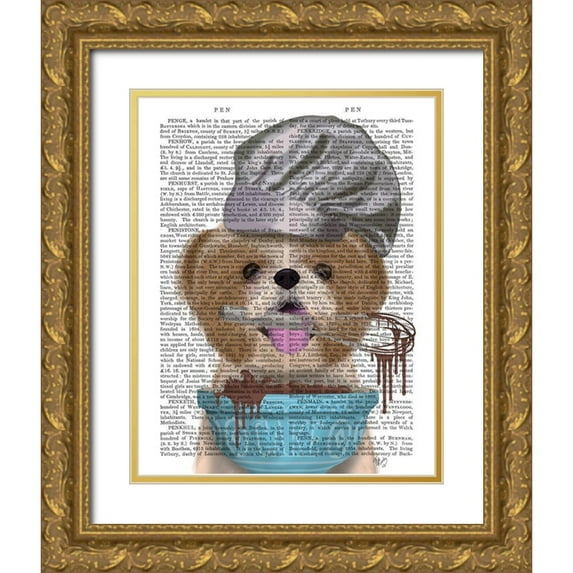 Fab Funky 15x18 Gold Ornate Wood Framed with Double Matting Museum Art Print Titled - Shih Tzu Baker