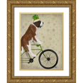thumbnail image 1 of Fab Funky 15x18 Gold Ornate Wood Framed with Double Matting Museum Art Print Titled - St Bernard on Bicycle, 1 of 4