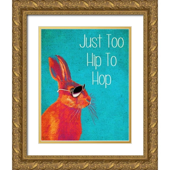 Fab Funky 15x18 Gold Ornate Wood Framed with Double Matting Museum Art Print Titled - Too Hip To Hop Blue