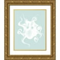 thumbnail image 1 of Fab Funky 15x18 Gold Ornate Wood Framed with Double Matting Museum Art Print Titled - White Octopus on Seafoam d, 1 of 4