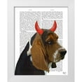 thumbnail image 1 of Fab Funky 15x18 White Modern Wood Framed Museum Art Print Titled - Basset Hound and Devil Horns, 1 of 4