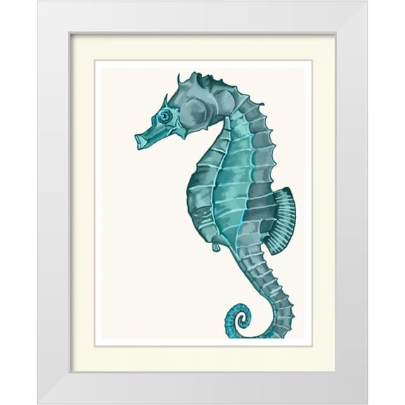 Fab Funky 15x18 White Modern Wood Framed Museum Art Print Titled - Blue Underwater Scenes 2 c