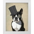 thumbnail image 1 of Fab Funky 15x18 White Modern Wood Framed Museum Art Print Titled - Boston Terrier, Formal Hound and Hat, 1 of 4