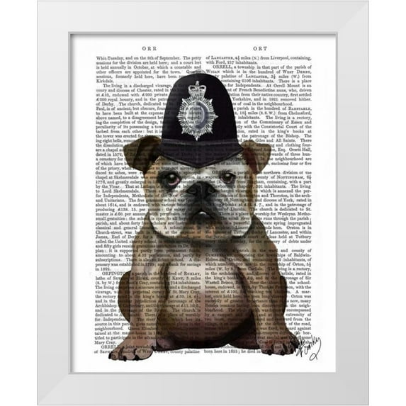 Fab Funky 15x18 White Modern Wood Framed Museum Art Print Titled - Bulldog Policeman