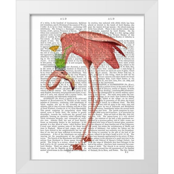 Fab Funky 15x18 White Modern Wood Framed Museum Art Print Titled - Flamingo and Cocktail 1
