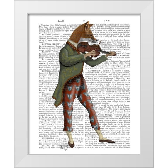 Fab Funky 15x18 White Modern Wood Framed Museum Art Print Titled - Fox Minstrel