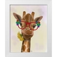 thumbnail image 1 of Fab Funky 15x18 White Modern Wood Framed Museum Art Print Titled - Giraffe and Flower Glasses 3, 1 of 4