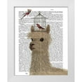 thumbnail image 1 of Fab Funky 15x18 White Modern Wood Framed Museum Art Print Titled - Llama and Birdcage Book Print, 1 of 4
