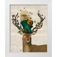 thumbnail image 1 of Fab Funky 15x18 White Modern Wood Framed Museum Art Print Titled - Mad Hatter Deer, 1 of 4