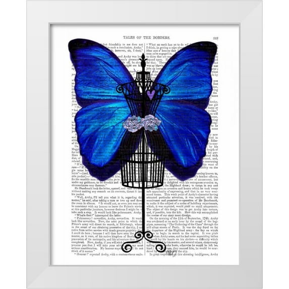 Fab Funky 15x18 White Modern Wood Framed Museum Art Print Titled - Mannequin Blue Butterfly