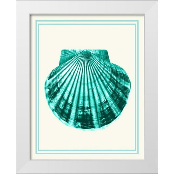 Fab Funky 15x18 White Modern Wood Framed Museum Art Print Titled - Mixed Nautical Turquoise on Cream d