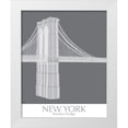 thumbnail image 1 of Fab Funky  15x18 White Modern Wood Framed Museum Art Print Titled - New York Brooklyn Bridge Monochrome, 1 of 4