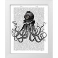 thumbnail image 1 of Fab Funky 15x18 White Modern Wood Framed Museum Art Print Titled - Octopus and Diving Helmet, 1 of 4