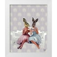 thumbnail image 1 of Fab Funky 15x18 White Modern Wood Framed Museum Art Print Titled - Rabbit Chat, 1 of 4