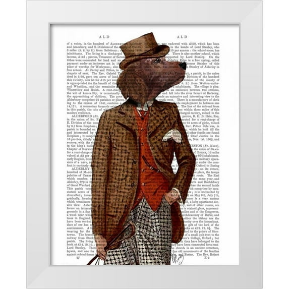 Fab Funky 15x18 White Modern Wood Framed Museum Art Print Titled - Red Setter Rider Portrait