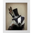 thumbnail image 1 of Fab Funky 15x18 White Modern Wood Framed Museum Art Print Titled - Steampunk Badger in Top Hat, 1 of 4