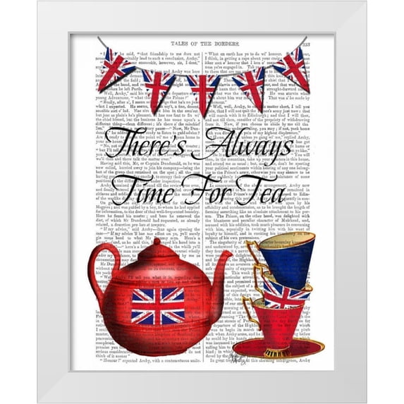 Fab Funky 15x18 White Modern Wood Framed Museum Art Print Titled - Time For Tea
