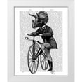 thumbnail image 1 of Fab Funky 15x18 White Modern Wood Framed Museum Art Print Titled - Triceratops Man on Bike Dinosaur, 1 of 4