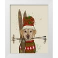 thumbnail image 1 of Fab Funky 15x18 White Modern Wood Framed Museum Art Print Titled - Yellow Labrador, Skiing, 1 of 4