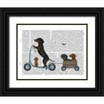 thumbnail image 1 of Fab Funky 18x15 Black Ornate Wood Framed with Double Matting Museum Art Print Titled - Dachshund Scooter, 1 of 4
