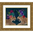 thumbnail image 1 of Fab Funky  18x15 Gold Ornate Wood Framed with Double Matting Museum Art Print Titled - Hot House Leopards, Pair, Dark, 1 of 4