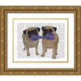 thumbnail image 1 of Fab Funky 18x15 Gold Ornate Wood Framed with Double Matting Museum Art Print Titled - Pugs and Cloth Bone, 1 of 4