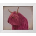 thumbnail image 1 of Fab Funky 18x15 White Modern Wood Framed Museum Art Print Titled - Highland Cow 4, Pink, Portrait, 1 of 4