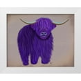 thumbnail image 1 of Fab Funky 18x15 White Modern Wood Framed Museum Art Print Titled - Highland Cow 5, Purple, Full, 1 of 4