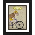 thumbnail image 1 of Fab Funky 19x24 Black Ornate Wood Framed with Double Matting Museum Art Print Titled - English Bulldog on Bicycle, 1 of 4