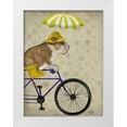thumbnail image 1 of Fab Funky 19x24 White Modern Wood Framed Museum Art Print Titled - English Bulldog on Bicycle, 1 of 4