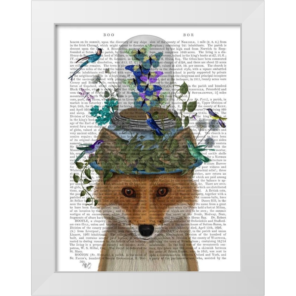 Fab Funky 19x24 White Modern Wood Framed Museum Art Print Titled Fox