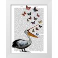 thumbnail image 1 of Fab Funky 19x24 White Modern Wood Framed Museum Art Print Titled - Pelican and Butterflies, 1 of 4