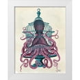 thumbnail image 1 of Fab Funky 19x24 White Modern Wood Framed Museum Art Print Titled - Pink Octopus in Cage, 1 of 4