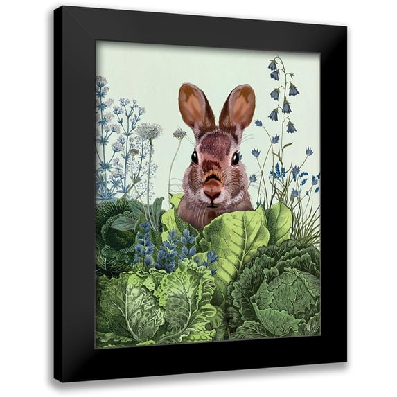 Fab Funky 20x24 Black Modern Framed Museum Art Print Titled - Cabbage Patch Rabbit 6