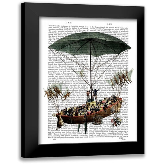 Fab Funky 20x24 Black Modern Framed Museum Art Print Titled - Diligenza And Flying Creatures