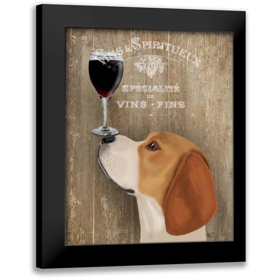 Fab Funky 20x24 Black Modern Framed Museum Art Print Titled - Dog Au Vin Beagle