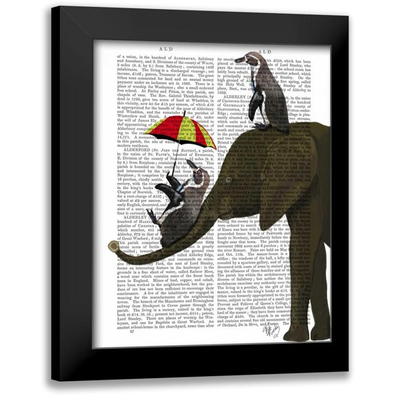 Fab Funky 20x24 Black Modern Framed Museum Art Print Titled - Elephant and Penguin