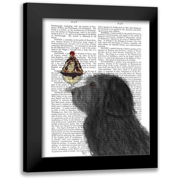 Fab Funky 20x24 Black Modern Framed Museum Art Print Titled - Labradoodle, Black, Ice Cream