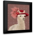 thumbnail image 1 of Fab Funky 20x24 Black Modern Framed Museum Art Print Titled - Llama Red Feather Hat, 1 of 5